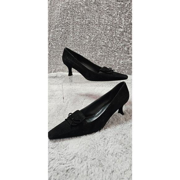 NEW Circa Joan & David Sz 8 Black Suede Leather Kitten Heel Pumps Tassels WITCH - Picture 2 of 6